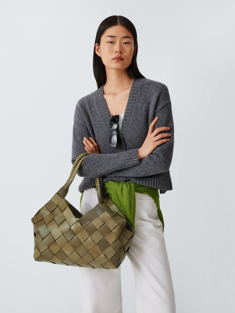 Dragon Diffusion Castello large woven leather shoulder bag - British product