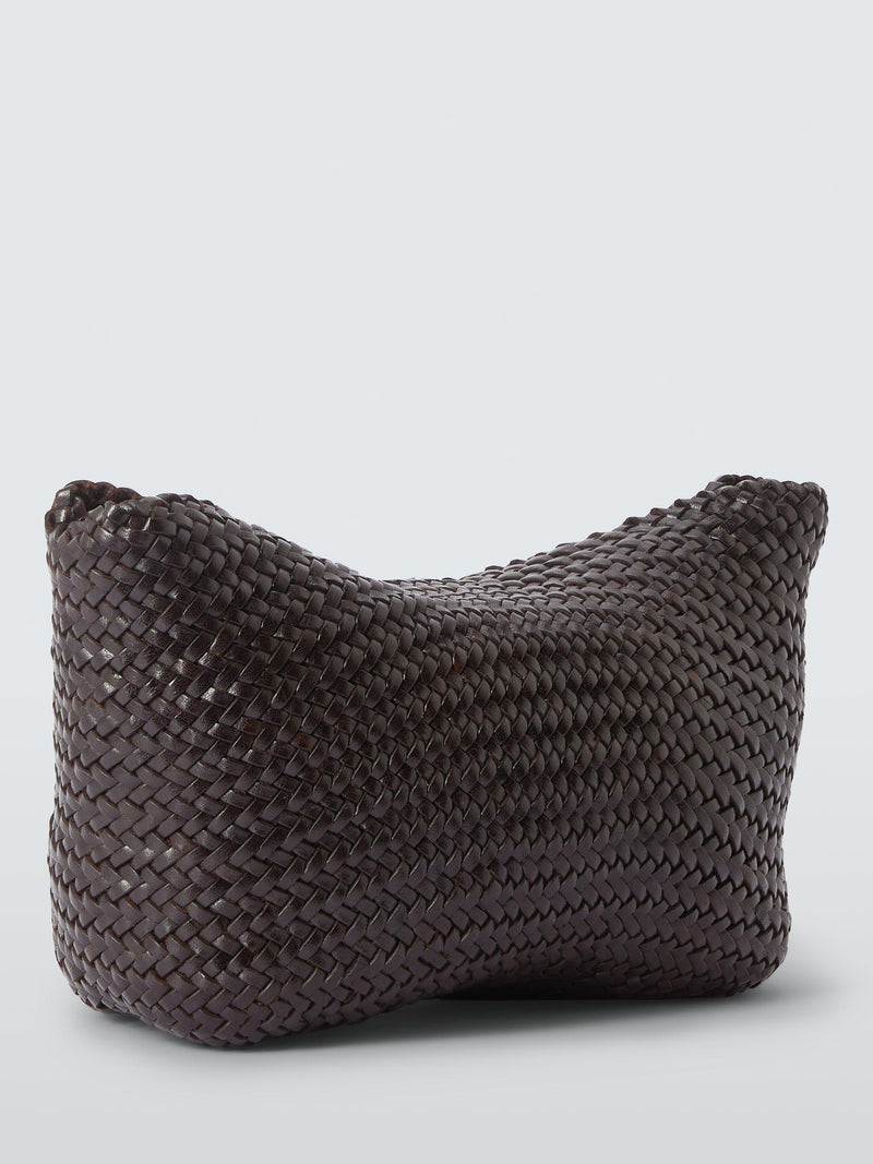 Dragon Diffusion Corsina woven leather crossbody bag dark brown (British brand)