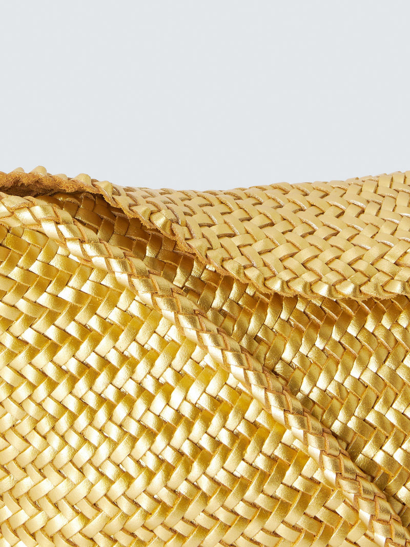 Dragon Diffusion woven leather crossbody bag in gold - British product