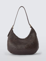 John Lewis Dragon Diffusion Luna Mezza Woven Leather Shoulder Bag, Dark Brown- Buy online at McGrocer