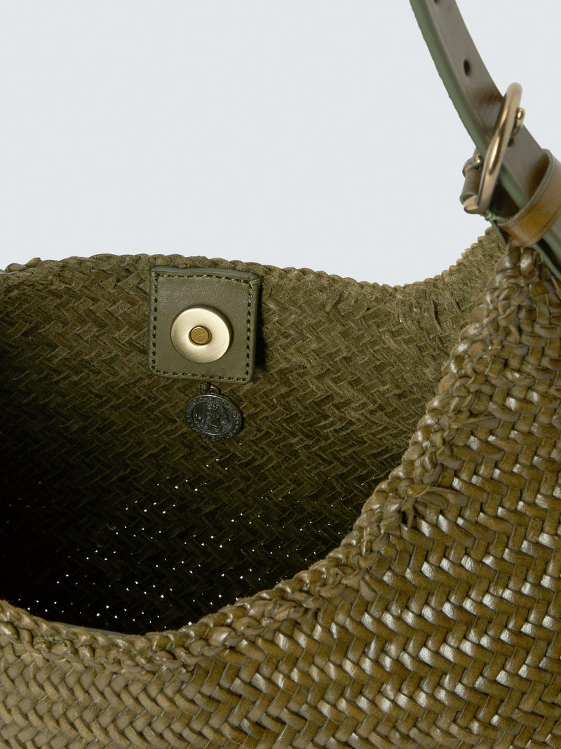 Dragon Diffusion Luna Mezza woven leather shoulder bag, UK version