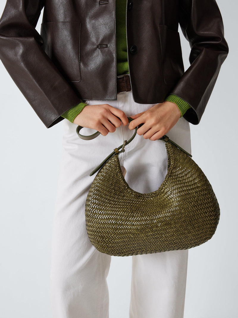 Dragon Diffusion Luna Mezza woven leather shoulder bag, UK version
