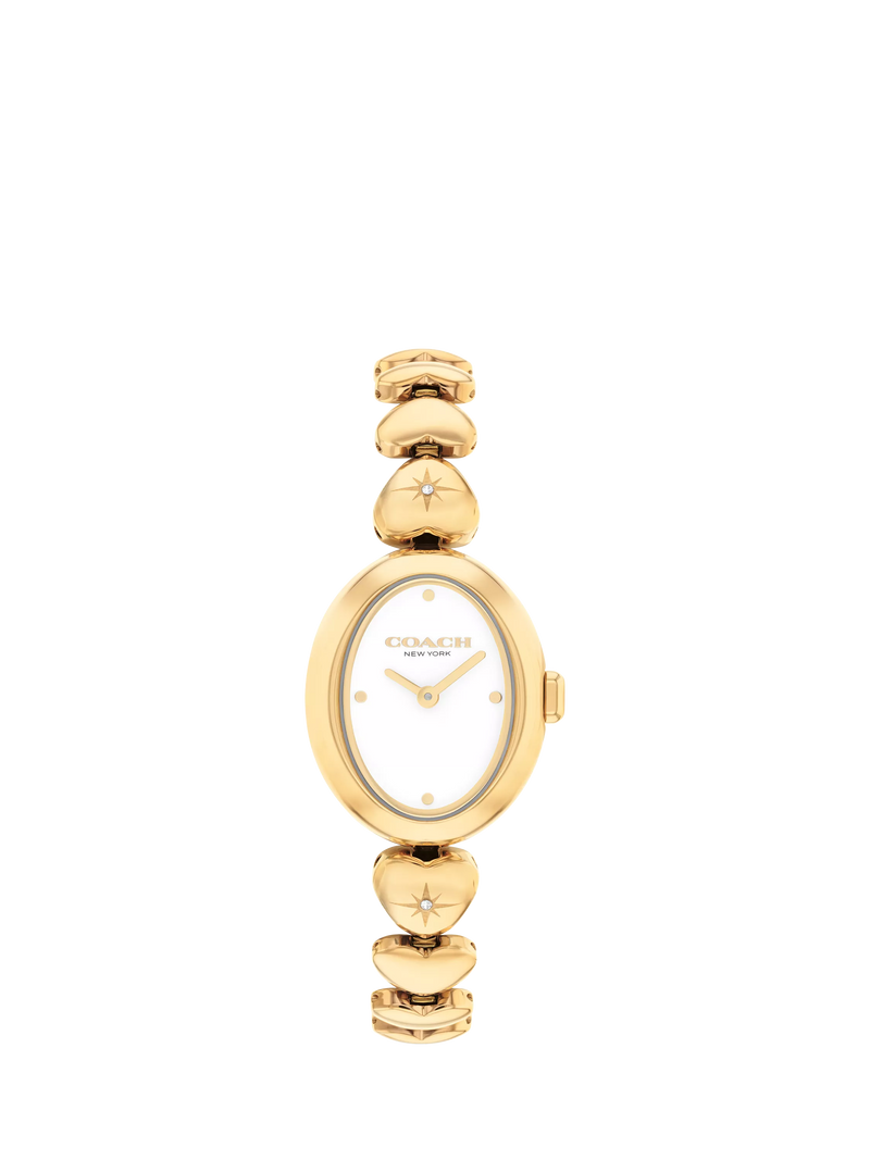 Coach women's round heart strap watch gold stainless steel (British brand)