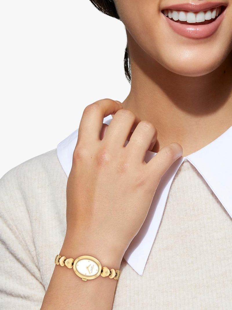 Coach women's round heart strap watch gold stainless steel (British brand)