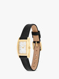 Coach rectangular watch black leather strap gold IP case - UK version