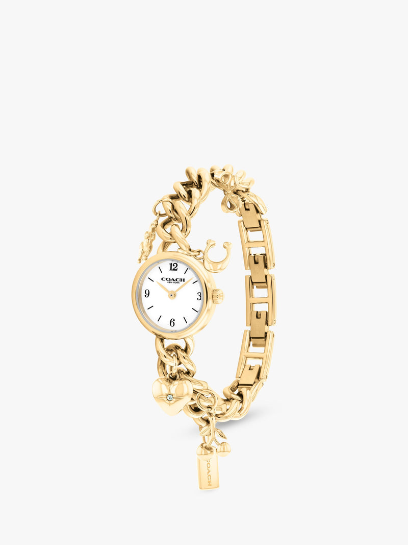 Coach Iris round charm bracelet watch gold-plated (British brand)