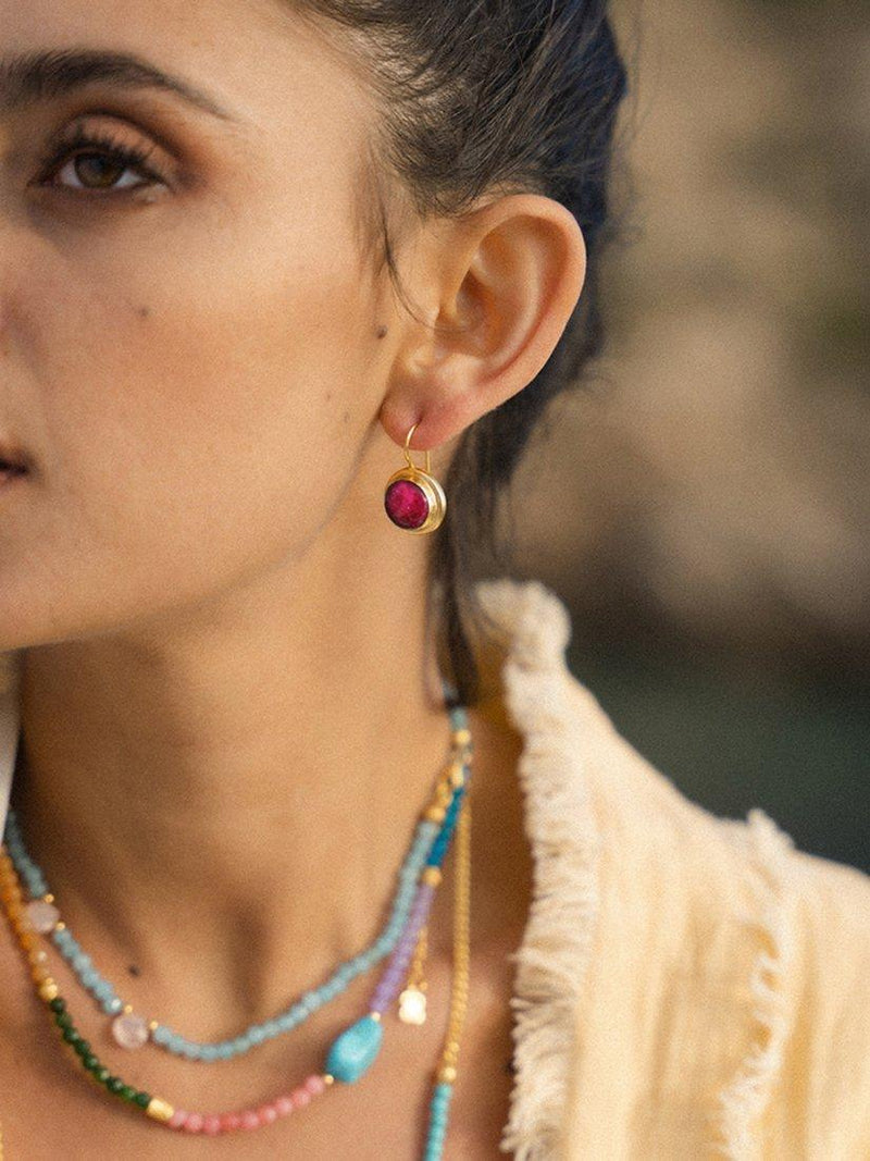 Ottoman Hands Noa Ruby Drop Earrings gold - British product