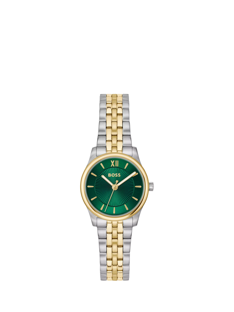 HUGO BOSS women's watch green sunray dial two-tone bracelet 25mm, UK version