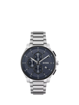 John Lewis HUGO BOSS Men's Round Chronograph Bracelet Watch with Blue Dial and Silver Strap- Buy online at McGrocer