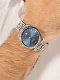 HUGO BOSS men's round stainless steel bracelet watch blue dial, imported from the UK