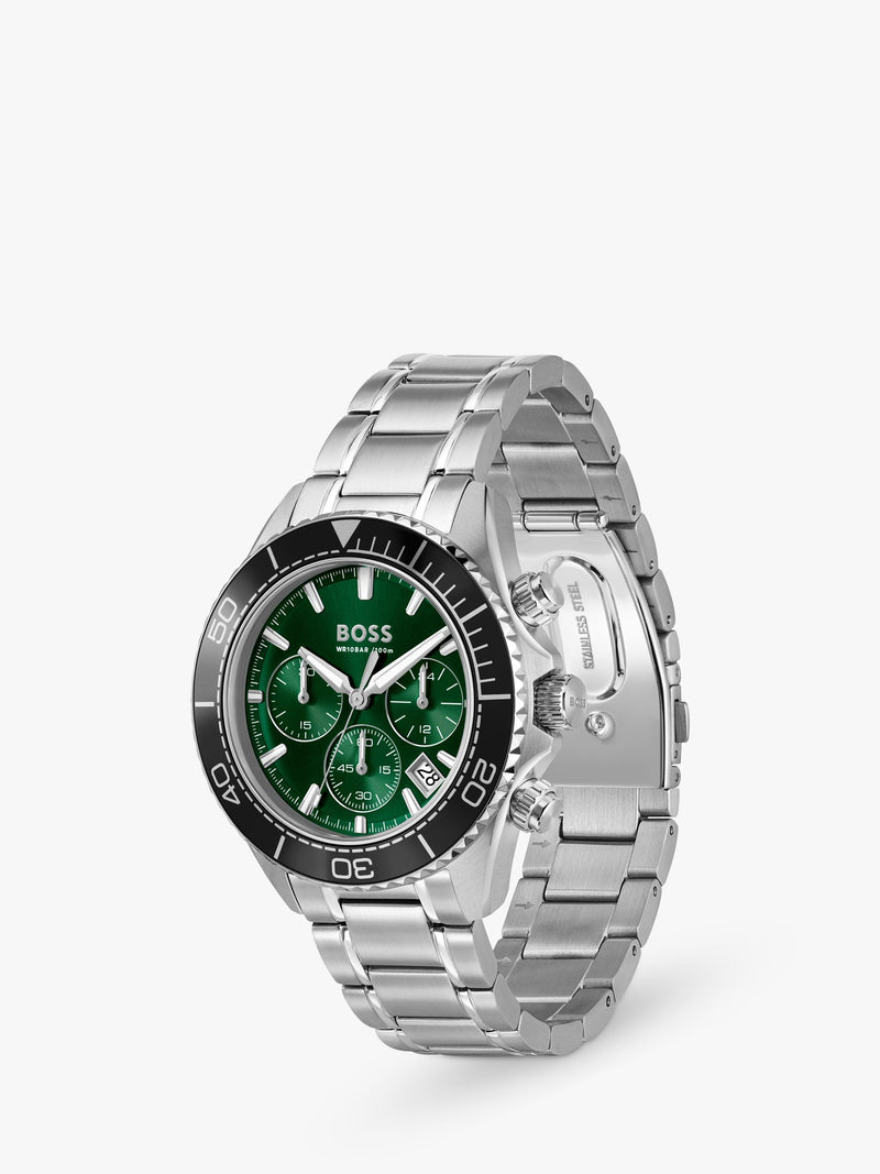 HUGO BOSS silver chronograph watch 44mm, imported from the UK