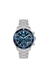 John Lewis HUGO BOSS Men's Round Chronograph Watch with Blue Dial and Silver Stainless Steel Bracelet- Buy online at McGrocer