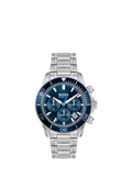 HUGO BOSS men's round chronograph watch silver blue dial (British brand)