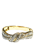 L&T Heirlooms pre-loved 9ct yellow gold diamond crossover ring size R - British product