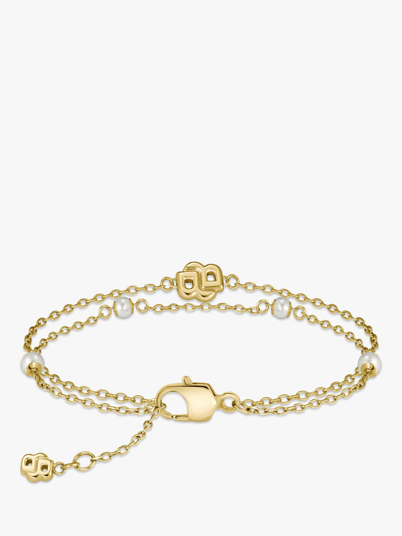 HUGO BOSS layered chain pearl charm bracelet gold, imported from the UK