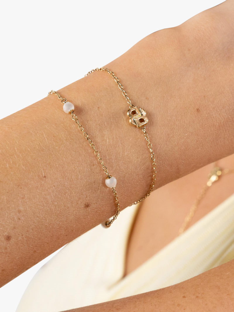 HUGO BOSS layered chain pearl charm bracelet gold, imported from the UK
