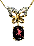 L & T Heirlooms 9ct gold butterfly pendant garnet diamond, UK version