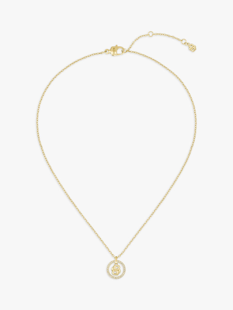 HUGO BOSS double B logo crystal necklace gold plated - British brand