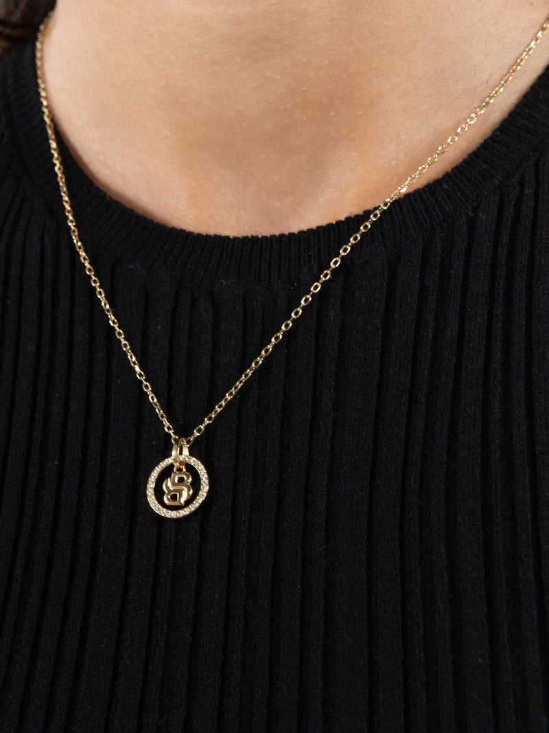 HUGO BOSS double B logo crystal necklace gold plated - British brand