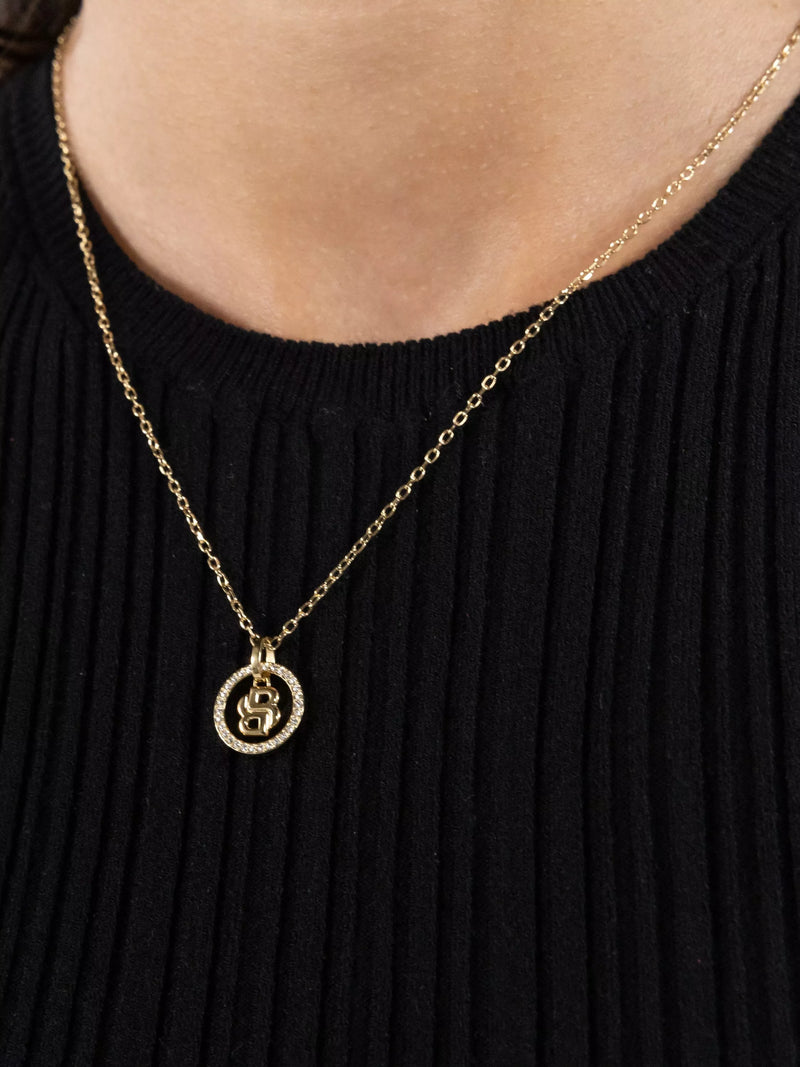 HUGO BOSS double B logo crystal necklace gold plated - British brand