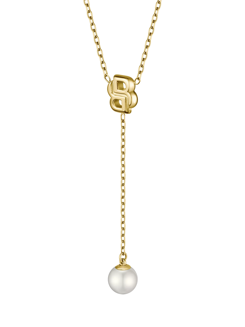 HUGO BOSS necklace Double B Pearl Drop gold, UK version