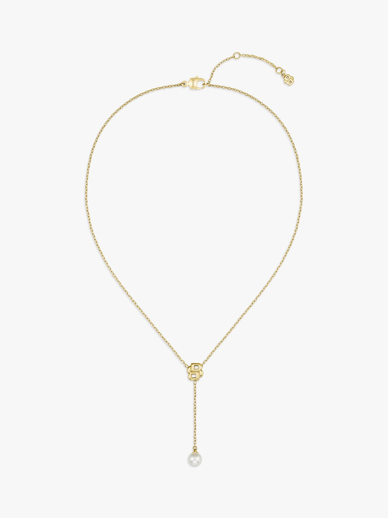HUGO BOSS necklace Double B Pearl Drop gold, UK version