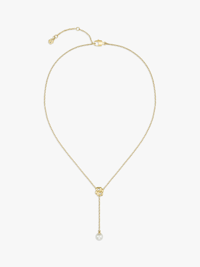 HUGO BOSS necklace Double B Pearl Drop gold, UK version