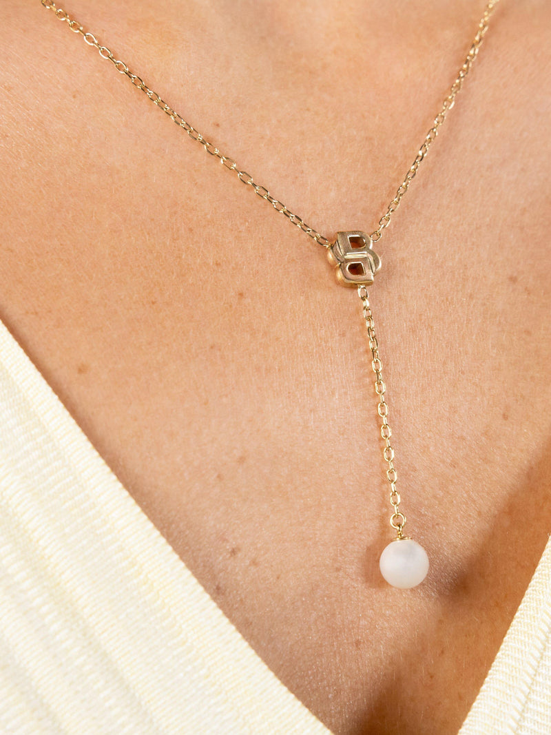 HUGO BOSS necklace Double B Pearl Drop gold, UK version