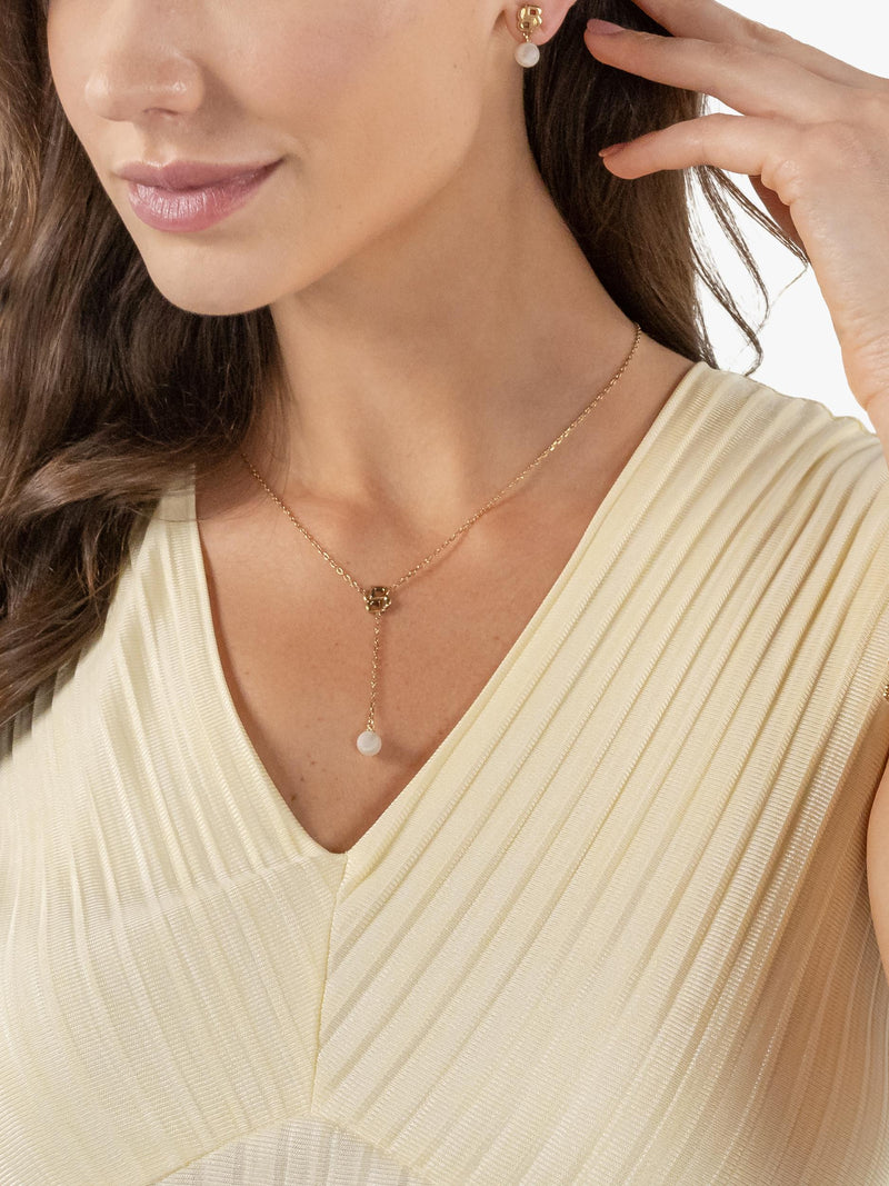 HUGO BOSS necklace Double B Pearl Drop gold, UK version