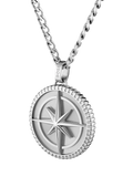 BOSS star embossed circular pendant necklace silver stainless steel - British product