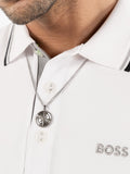 BOSS star embossed circular pendant necklace silver stainless steel - British product