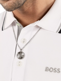 BOSS star embossed circular pendant necklace silver stainless steel - British product