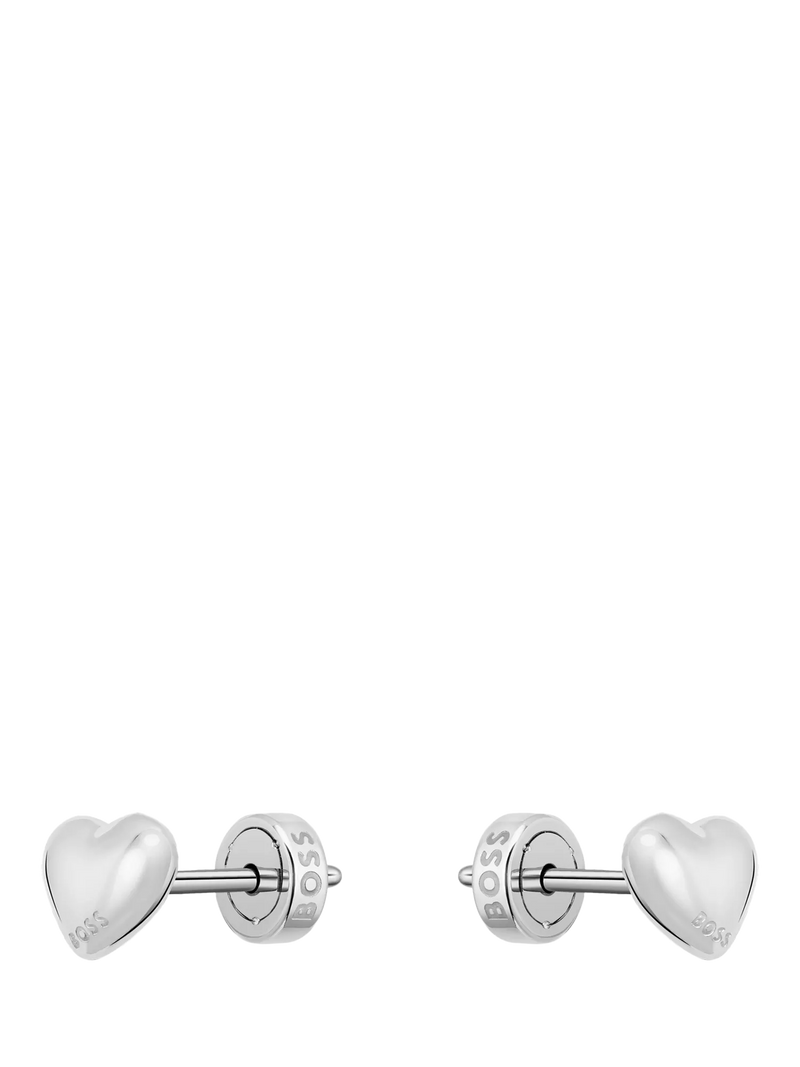 HUGO BOSS heart stud earrings in sterling silver, UK version