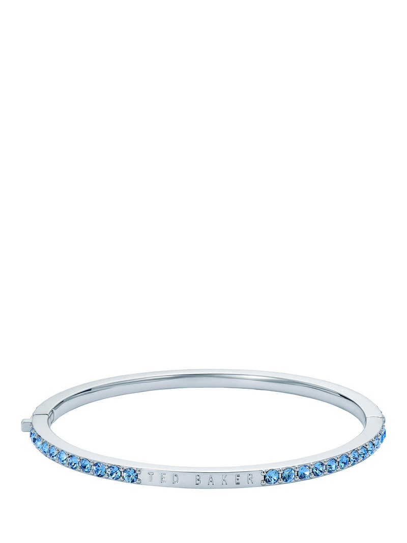 Ted Baker crystal hinged bangle bracelet silver light blue, imported from the UK