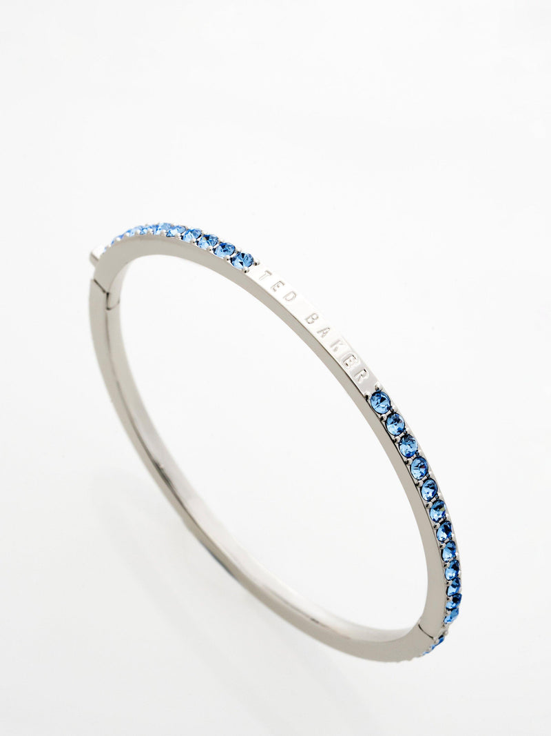 Ted Baker crystal hinged bangle bracelet silver light blue, imported from the UK