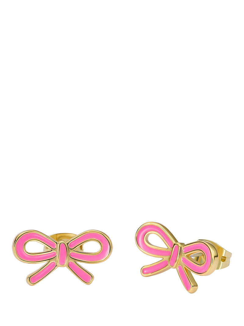 Ted Baker bow enamel stud earrings pink and gold (British brand)