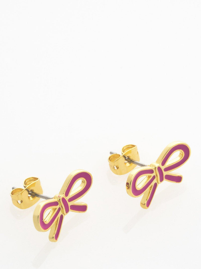Ted Baker bow enamel stud earrings pink and gold (British brand)