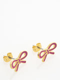 Ted Baker bow enamel stud earrings pink and gold (British brand)