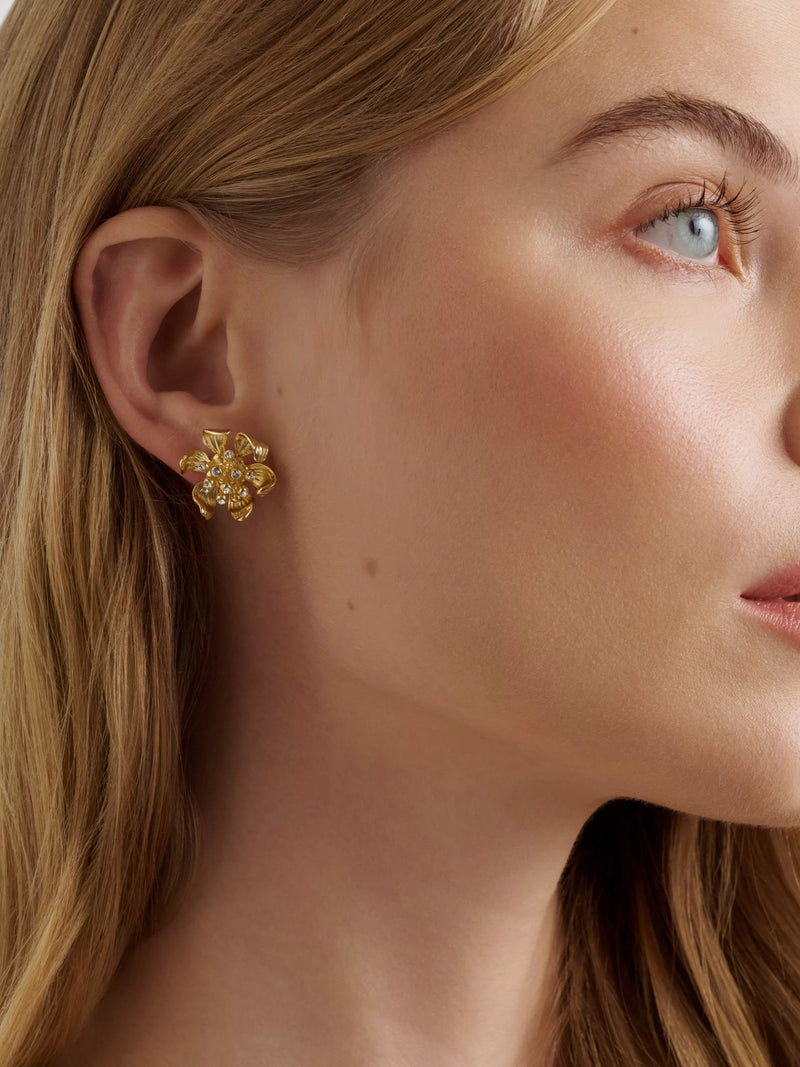 Ted Baker Furled Flower stud earrings gold, imported from the UK
