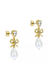John Lewis Ted Baker Ivy Icon Charm Heart Bow Pearl Drop Earrings- Buy online at McGrocer