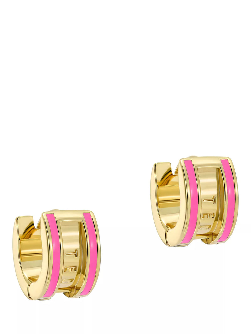 Ted Baker Rolo Classic Colour Enamel Roll Huggie Earrings, Gold/Black