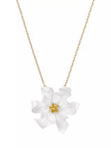 John Lewis Ted Baker Fukanya Furled Flower Enamel Pendant Necklace, White/Gold- Buy online at McGrocer