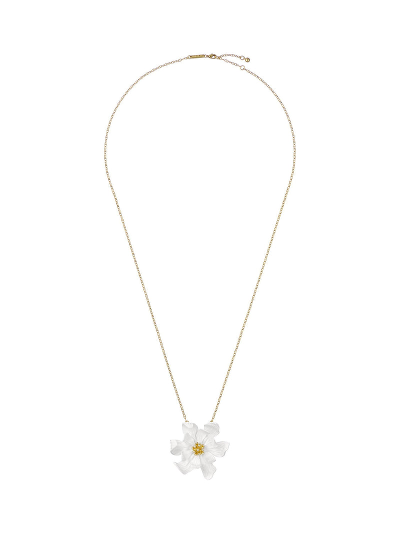 Ted Baker Furled Flower enamel pendant necklace white gold, UK version