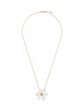 Ted Baker Furled Flower enamel pendant necklace white gold, UK version
