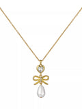Ted Baker charm heart bow pearl drop pendant necklace - British product