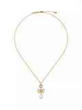 Ted Baker charm heart bow pearl drop pendant necklace - British product