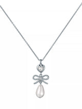 John Lewis Ted Baker Imogen Icon Charm Heart Bow Pearl Drop Pendant Necklace, Silver- Buy online at McGrocer