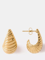 John Lewis Mint Velvet Ribbed Curved Huggie Hoop Earrings, Gold- Buy online at McGrocer