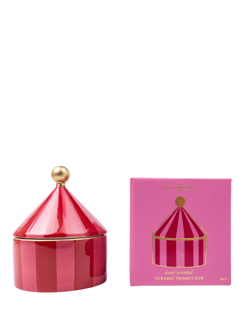 DesignWorks Ink pink stripe ceramic trinket dish - British product