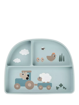 John Lewis Done by Deer Tiny Farm Stick & Stay Plate, Blue- Buy online at McGrocer